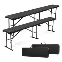 Sekey Klappbare Bierbank*2 183 cm – Kunststoff Campingbank & Bierzeltbank bis 300 kg Belastbar, Gartenbank Klappbar mit Tragegriff, Schwarz