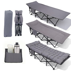 Sekey Feldbett Campingbett Klappbar 190×71×35 cm | 200 kg belastbar | inkl. Matratze & 3-in-1-Seitentasche | Faltbares Gästebett für Camping, Garten & Reise
