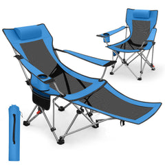 Sunula Klappbarer Campingstuhl, Liegestuhl 2-in-1, Belastbar bis 100 kg, Abnehmbare Fußablage, Getränkehalter, Tragetasche, Leicht, Verstellbare Rückenlehne, Für Angeln, Strand, Camping, Garten, Outdoor Sekey