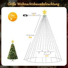 Salcar Weihnachtsbaum Lichterkette mit Sternspitze & Fernbedienung – 1,5 m (260 LED), 2 m (430 LED) oder 3 m (500 LED) Überwurf Lichterkette, Warmweiß, 8 Modi, Timer, Innen & Außen