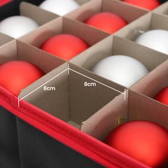 Salcar Schwarze Aufbewahrungsbox für 128 Weihnachtskugeln Faltbare Christbaumkugel-Box 64,8×32,3×34,2 cm mit 128 Fächern, Tragegriffen & Doppelreißverschluss