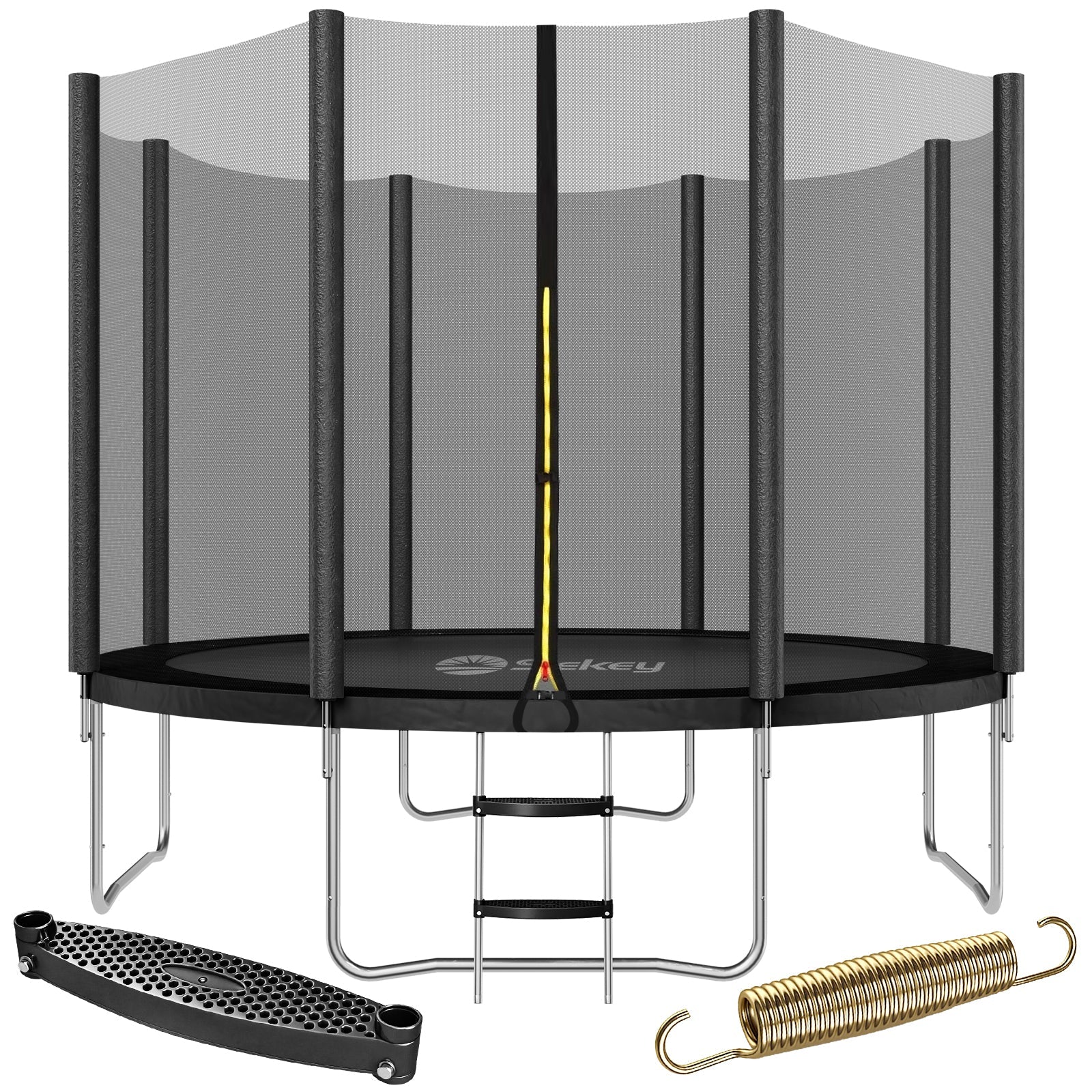 Sekey Trampolin Ø 305 cm für den Garten – TÜV/GS-zertifiziertes Outdoor Trampolin mit Sicherheitsnetz, W-Beinen & Leiter – bis 150 kg belastbar, wetterfest & kindersicher Sekey