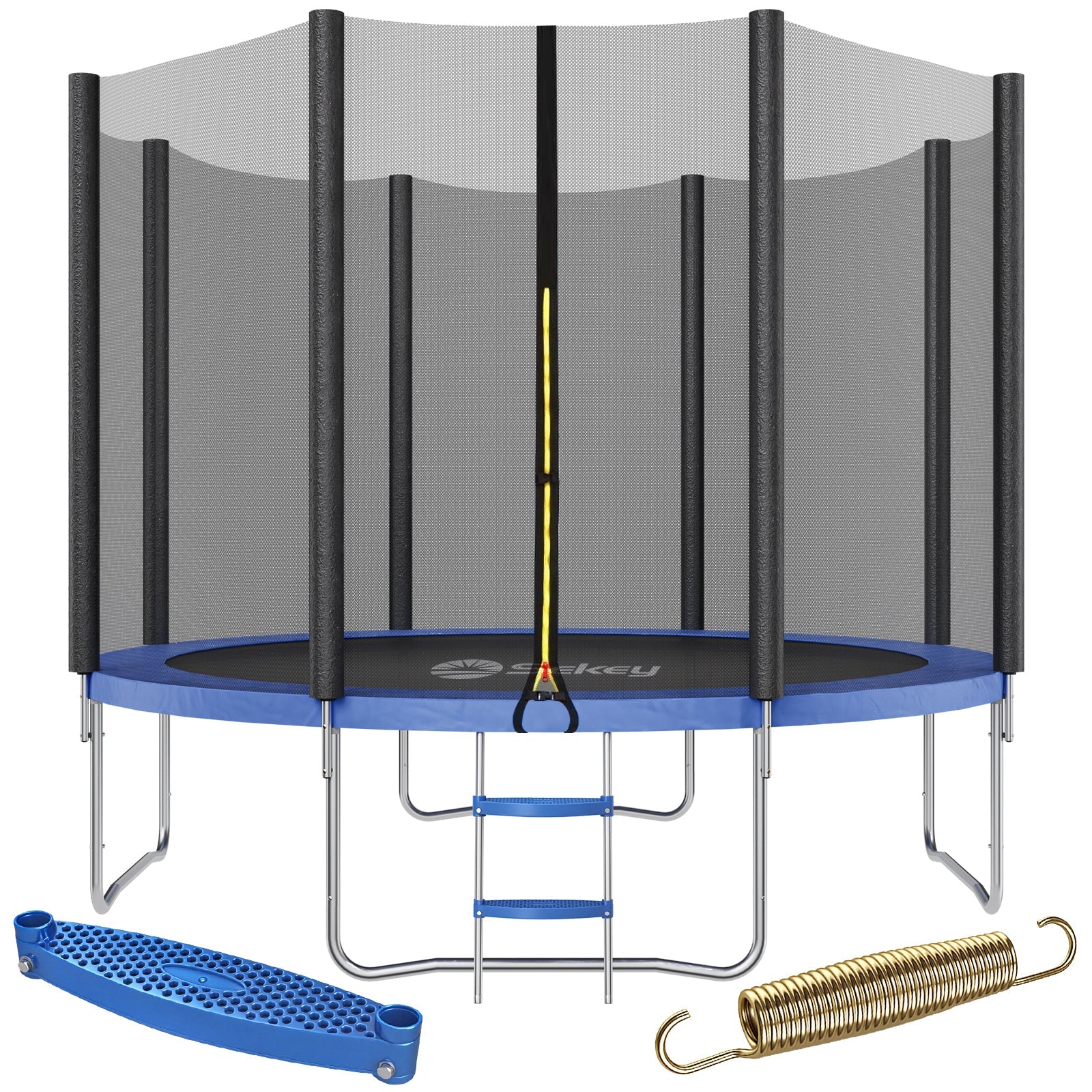 Sekey Trampolin Ø 305 cm für den Garten – TÜV/GS-zertifiziertes Outdoor Trampolin mit Sicherheitsnetz, W-Beinen & Leiter – bis 150 kg belastbar, wetterfest & kindersicher Sekey