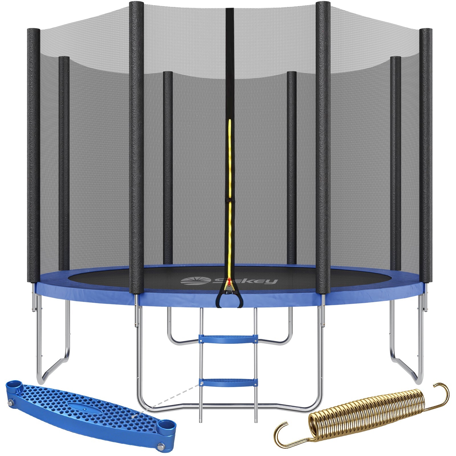 Sekey Trampolin Ø 366 cm für Garten – TÜV/GS-zertifiziertes Outdoor Trampolin mit Sicherheitsnetz, W-Beinen & Leiter – wetterfest & kindersicher, bis 150 kg belastbar Sekey
