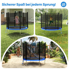 Sekey Trampolin Ø 244 cm für Garten – TÜV/GS-zertifiziertes Outdoor Trampolin mit Sicherheitsnetz, W-Beinen & Leiter – Wetterfest & stabil für Kinder ab 3 Jahren Sekey