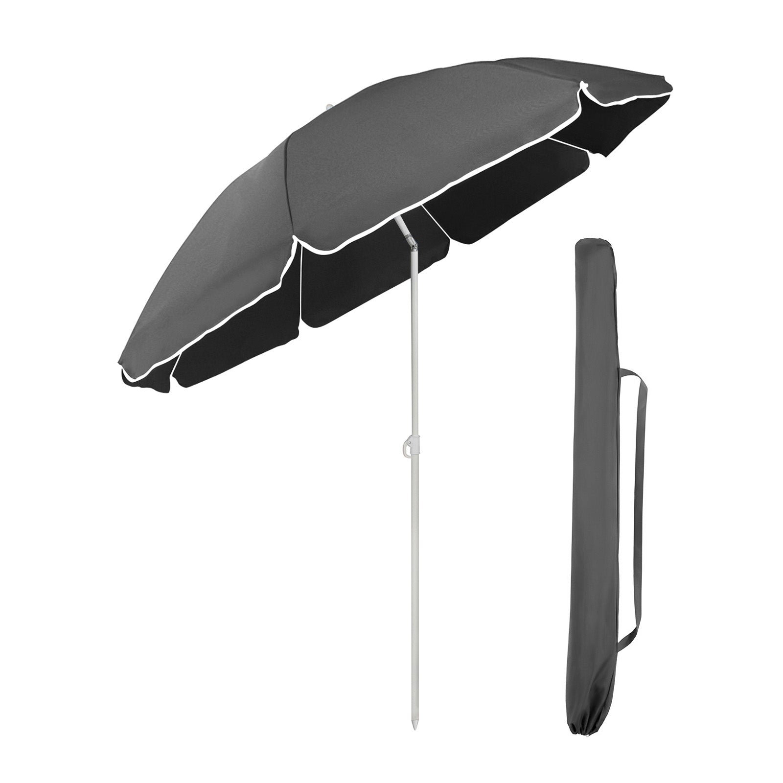 Sekey Sonnenschirm 160cm, Dunkelgrau, Höhenverstellbar & Neigbar mit UPF50+ Sekey