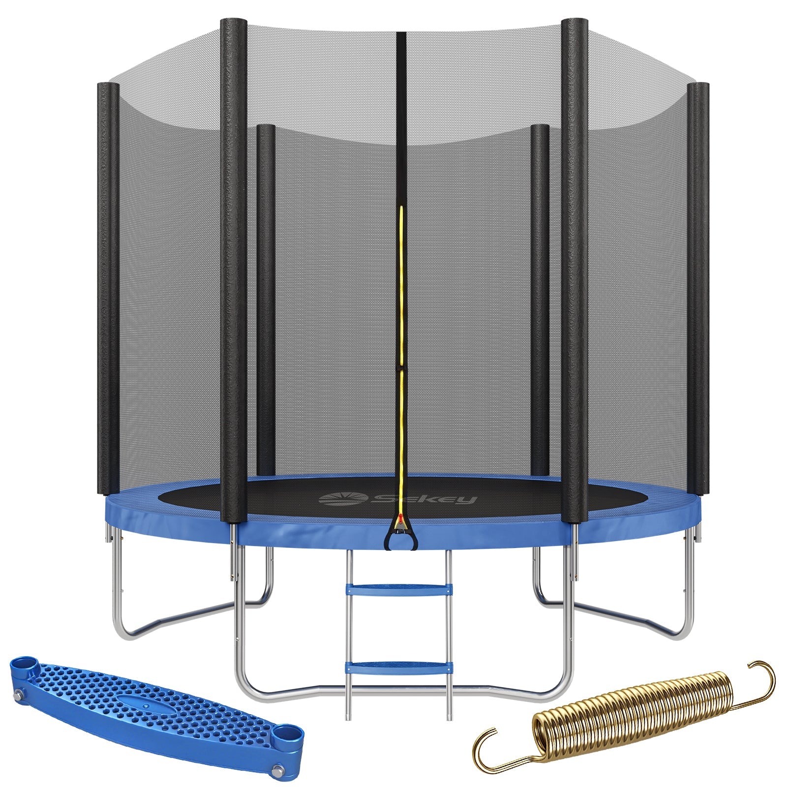Sekey Trampolin Ø 244 cm für Garten – TÜV/GS-zertifiziertes Outdoor Trampolin mit Sicherheitsnetz, W-Beinen & Leiter – Wetterfest & stabil für Kinder ab 3 Jahren Sekey