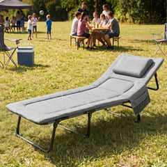 Sekey Faltbett klappbar mit Matratze & Kissen 193x70 cm – verstellbares Campingbett mit 6-fach Rückenlehne, bis 150 kg belastbar, Gästebett für Camping, Garten & Zuhause