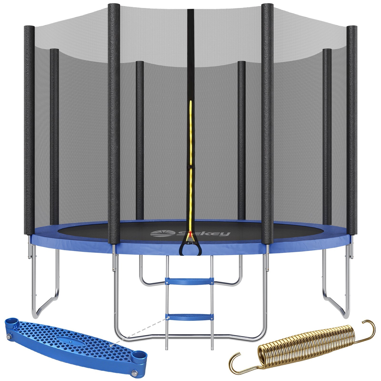 Sekey Trampolin Ø 305 cm für den Garten – TÜV/GS-zertifiziertes Outdoor Trampolin mit Sicherheitsnetz, W-Beinen & Leiter – bis 150 kg belastbar, wetterfest & kindersicher Sekey