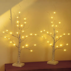 Salcar LED Lichterbaum 60 cm, Birke mit 24 warmweißen LEDs, USB/Batteriebetrieben, Weihnachts- und Partydeko für Zuhause, Geburtstag, Hochzeit, Innendekoration Salcar