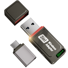 Salcar 2-in-1 Wireless Adapter für CarPlay & Android Auto – 2025 Upgrade, Dualband 5,8 GHz Auto-Dongle, ultrabreite Fahrzeugkompatibilität ab Baujahr 2016 Salcar