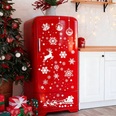 Salcar Fensterbild Weihnachten – Selbstklebende Fensteraufkleber für Winterdeko, Beidseitig sichtbar, Wiederverwendbar – Tannenbäume, Schneeflocken & Rentiere