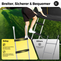 Sekey Trampolin Ø 366 cm für Garten – TÜV/GS-zertifiziertes Outdoor Trampolin mit Sicherheitsnetz, W-Beinen & Leiter – wetterfest & kindersicher, bis 150 kg belastbar Sekey