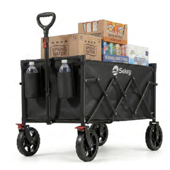 Sekey Bollerwagen Faltbar 120L – bis 100kg belastbar, Geländetauglicher Handwagen mit Bremse & verstellbarer Zugstange (83–103 cm), klappbar & kompakt für Camping, Einkauf & Transport, 4029 Pro, 4030