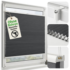 Salcar Wabenplissee Anthrazit ohne Bohren – Verdunkelungsplissee Thermo Doppelplissee Klemmfix für Fenster & Türen, Up & Down Plissee mit Hitze- und Schallschutz