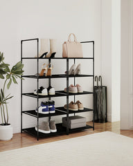 Sekey Schuhregal mit 10 Ebenen – Schmal, stabil & platzsparend, Metallgestell mit Vliesstoffablagen, ideal für Flur & kleine Räume SEKEYMALL