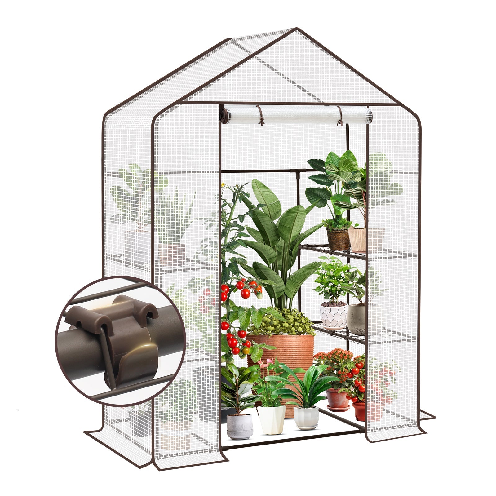 Sekey XL Foliengewächshaus 200×145×75 cm Stabiles Balkon-Gewächshaus mit 4 Regalböden für gesundes Pflanzenwachstum Sekey