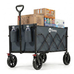 Sekey Bollerwagen Faltbar 120L – bis 100kg belastbar, Geländetauglicher Handwagen mit Bremse & verstellbarer Zugstange (83–103 cm), klappbar & kompakt für Camping, Einkauf & Transport, 4029 Pro, 4030