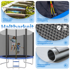 Sekey Trampolin Ø 305 cm für den Garten – TÜV/GS-zertifiziertes Outdoor Trampolin mit Sicherheitsnetz, W-Beinen & Leiter – bis 150 kg belastbar, wetterfest & kindersicher Sekey