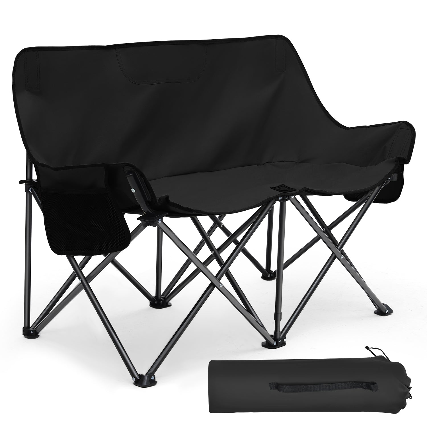 Sunula Faltbarer Campingsofa für 2 Personen, Tragbarer Campingstuhl bis 150 kg, Mit Armlehne und Tragetasche, Outdoor-Faltstuhl, Ideal für Picknick, Camping, Garten, Balkon, Angeln Sekey