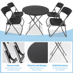 Sekey Balkonmöbel Set 5-teilig – Klappbares Balkonset für 4 Personen, Wetterfestes Rattan Gartenmöbel Set mit 4 Klappstühlen & Tisch, Bistro Set für Balkon, Terrasse und Garten