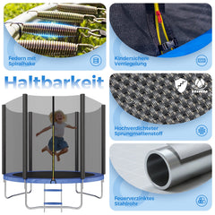 Sekey Trampolin Ø 244 cm für Garten – TÜV/GS-zertifiziertes Outdoor Trampolin mit Sicherheitsnetz, W-Beinen & Leiter – Wetterfest & stabil für Kinder ab 3 Jahren Sekey