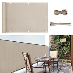 Sunula Balkon Sichtschutz, blickdicht, PES Balkonverkleidung, Windschutz, ohne Bohren, mit Nylon-Kabelbinder und Kordel, patentierte reißfeste Ösen, wetterfest, taupe SEKEYMALL