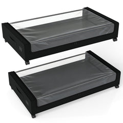 Sekey Unterbett-Aufbewahrungsbox mit Rollen 78 × 44 × 14 cm, Metallrahmen & PVC-Fenster für Kleidung & Bettwäsche