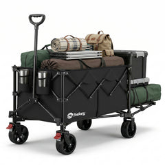 Sekey Bollerwagen faltbar bis 150 kg, 160–240 L Handwagen mit erweiterbarer Heckklappe, faltbarer Transportwagen mit 360° Rädern & Bremse, 600D Oxford-Stoff, für Garten, Camping & Hund, 3027
