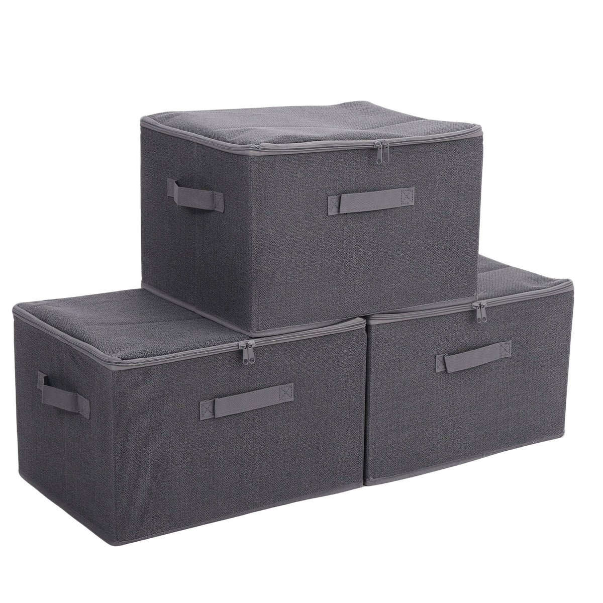 Sekey Aufbewahrungsboxen 3er Set mit Deckel | Stoffboxen 40 × 30 × 25 cm formstabil, faltbar & vielseitig einsetzbar