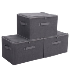 Sekey Aufbewahrungsboxen 3er Set mit Deckel | Stoffboxen 40 × 30 × 25 cm formstabil, faltbar & vielseitig einsetzbar