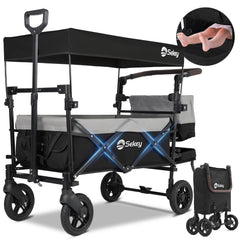 Sekey 150KG Faltbarer Bollerwagenmit Dach, Bollerwagen Kinder Handwagen, 5050