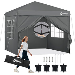 Sekey Premium Pop-Up Pavillon 3×3 m – Wasserdicht & Stabil, Faltpavillon mit Seitenwänden, Höhenverstellbar 250–270 cm