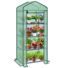 Sekey Mini-Gewächshaus für Tomaten mit 4 Ebenen Kompaktes Foliengewächshaus für Balkon & Garten, Stabil & Platzsparend (160×70×50 cm) Sekey
