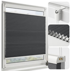 Salcar Wabenplissee Anthrazit ohne Bohren – Verdunkelungsplissee Thermo Doppelplissee Klemmfix für Fenster & Türen, Up & Down Plissee mit Hitze- und Schallschutz