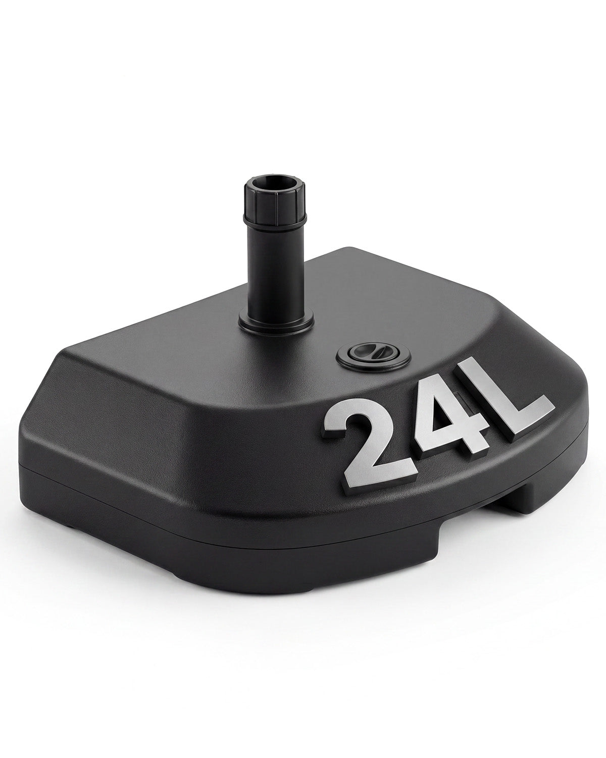 Sekey Halbrunder Sonnenschirmständer befüllbar – 32–38 mm, Kunststoff, bis 32 kg (Sand) / 24 L (Wasser), Schwarz
