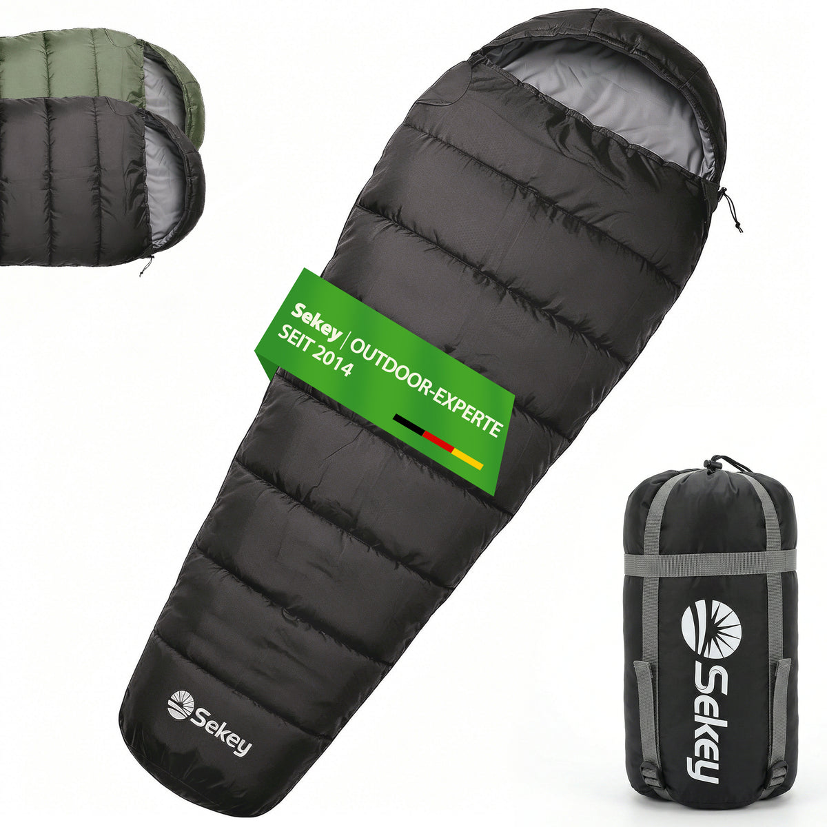 Sekey 4-Jahreszeiten Mumienschlafsack Erwachsene – 1,7 kg Schlafsack mit Anti-Klemm-Reißverschluss, wasserabweisend & atmungsaktiv, Komforttemperatur +5 °C, für Camping, Trekking & Outdoor
