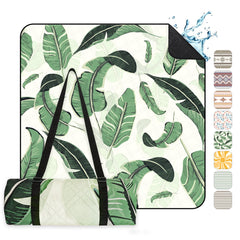 Sekey Picknickdecke Wasserdicht bananenblatt muster, mit den Blättern, Sandfreie Stranddecke mit PEVA-Unterseite & Tragegurt für Picknick, Camping und Strand