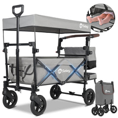Sekey 150KG Faltbarer Bollerwagenmit Dach, Bollerwagen Kinder Handwagen, 5050