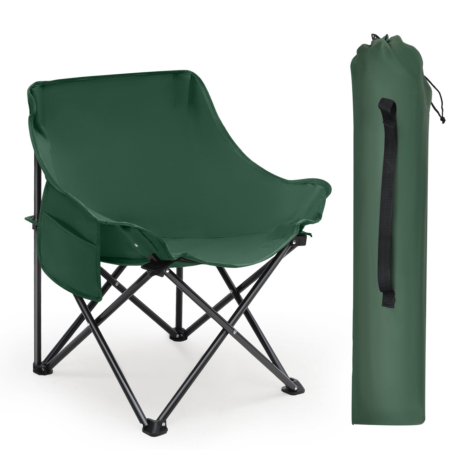 Sunula Campingstuhl Faltbar Ultraleicht, 1/2 Stück, Tragbar mit Tragetasche und Seitentaschen, 100 kg Belastbar, Rutschfeste Füße, Mondstuhl Design, Für Camping, Angeln, Picknick, Garten, Strand, 600D Oxford-Stoff Sekey