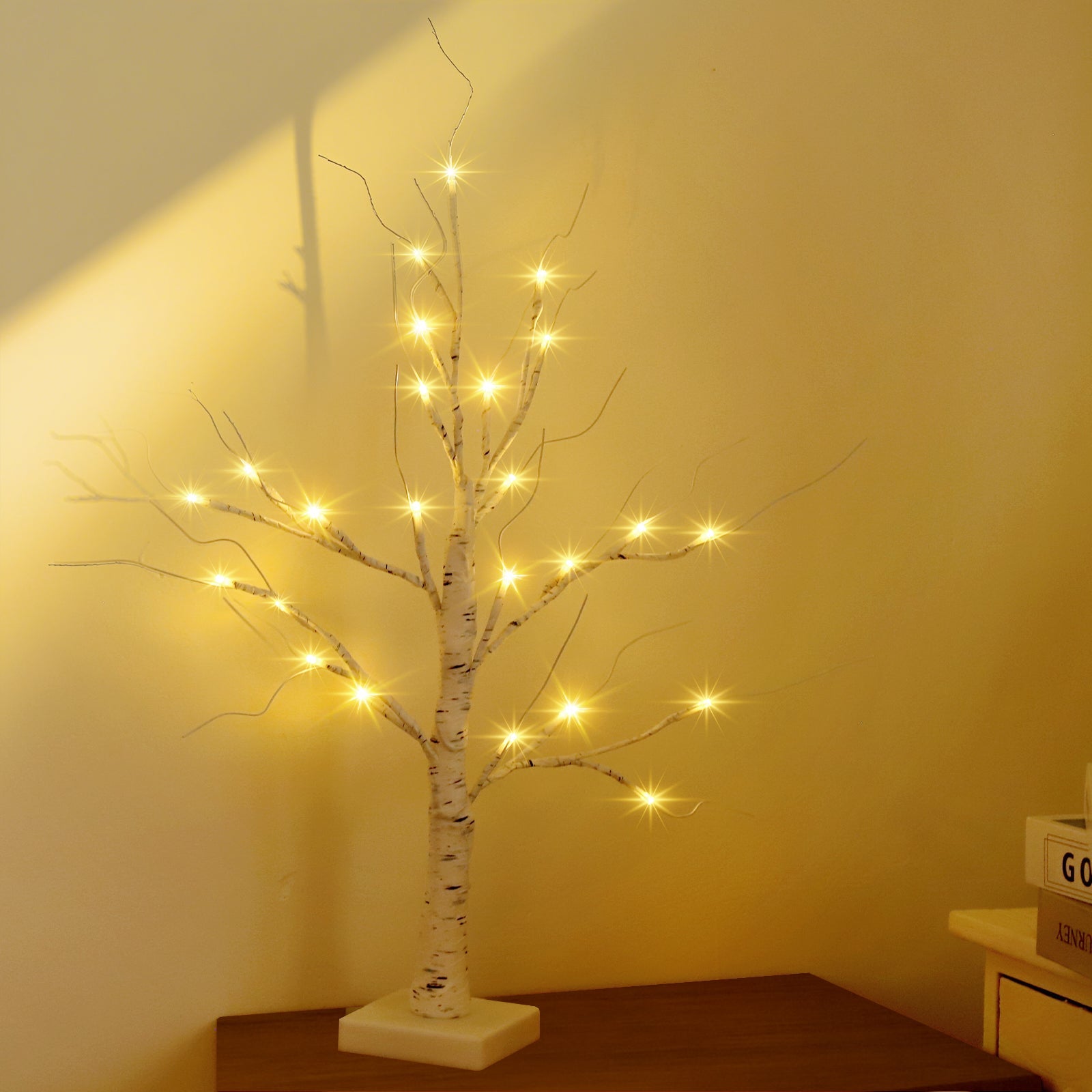 Salcar LED Lichterbaum 60 cm, Birke mit 24 warmweißen LEDs, USB/Batteriebetrieben, Weihnachts- und Partydeko für Zuhause, Geburtstag, Hochzeit, Innendekoration Salcar
