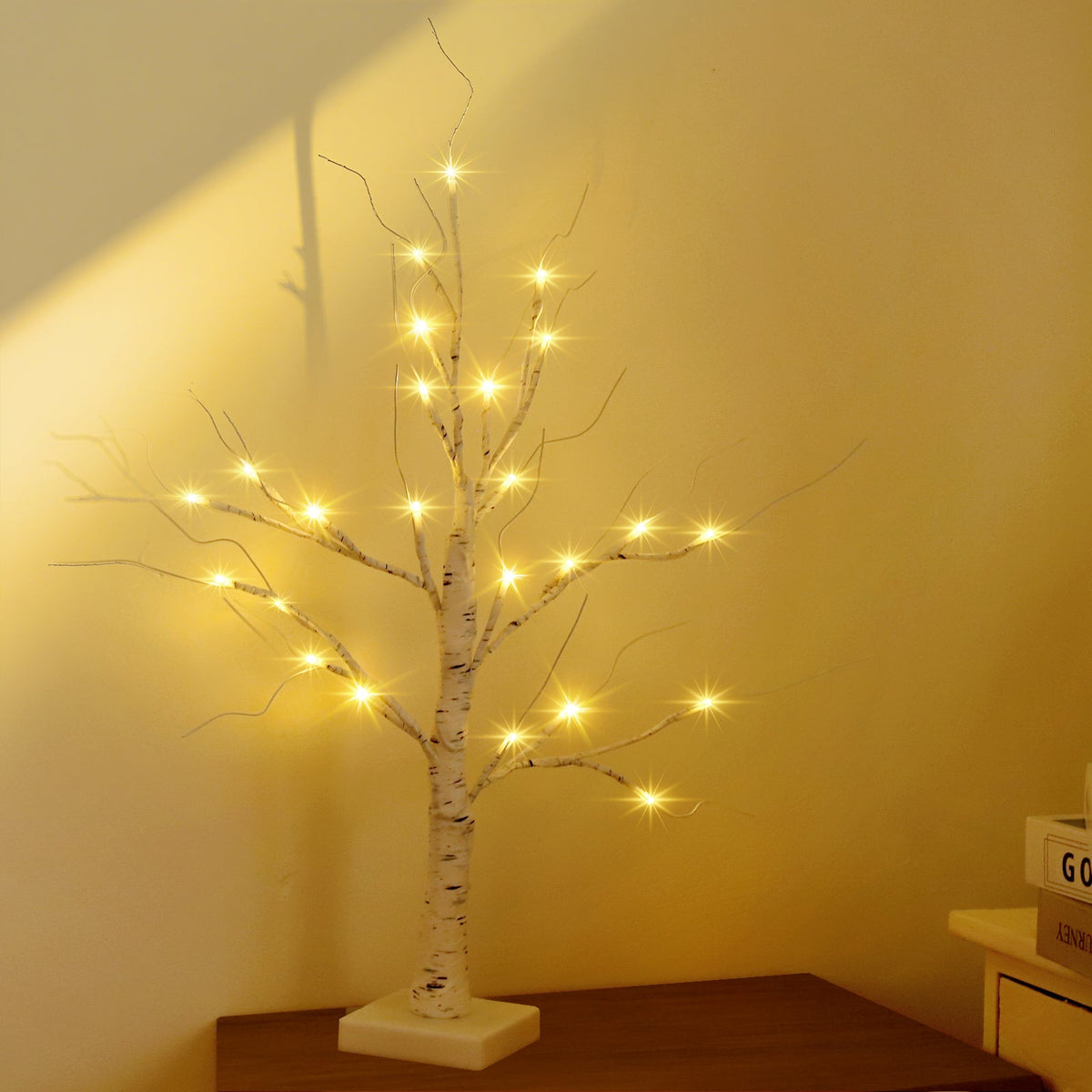 Salcar LED Lichterbaum 60 cm, Birke mit 24 warmweißen LEDs, USB/Batteriebetrieben, Weihnachts- und Partydeko für Zuhause, Geburtstag, Hochzeit, Innendekoration Salcar