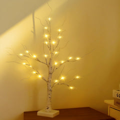 Salcar LED Lichterbaum 60 cm, Birke mit 24 warmweißen LEDs, USB/Batteriebetrieben, Weihnachts- und Partydeko für Zuhause, Geburtstag, Hochzeit, Innendekoration Salcar