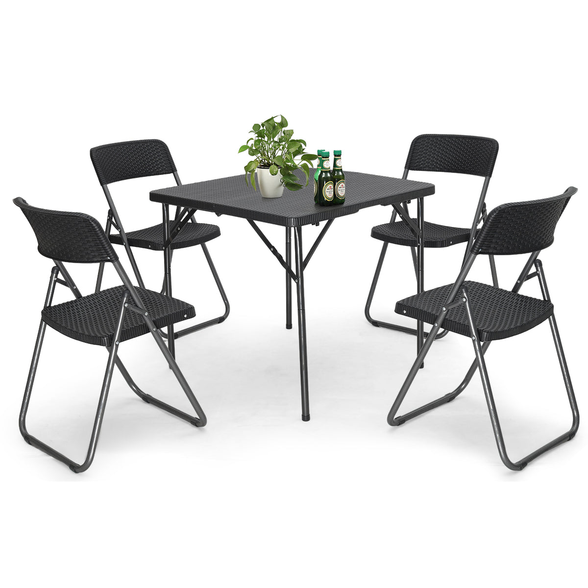 Sekey 5-teilig Gartenmöbel Set, 4 Stühle mit Tisch klappbar