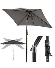 Sekey Sonnenschirm Rechteck 200x300 cm mit Kurbel & Auto-Neigung – stabiler Marktschirm 38 mm Stahlrohr, UV-Schutz, Balkon- & Gartenschirm für Terrasse