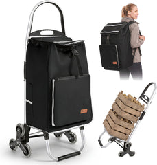 Sekey Einkaufstrolley klappbar 3-in-1 – Einkaufstrolley, Sackkarre & Rucksack mit Treppensteiger-Rädern, leichter Aluminiumrahmen, faltbar & stabil für Einkauf, Reisen und Senioren