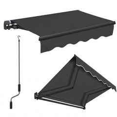 Sekey Gelenkarmmarkise 250x200 cm mit Handkurbel – 0–53° stufenlos neigbar, Doppel-Stahlseilzug, 280g/m² wasserdichtes Polyester, UV50+ Sonnenschutz für Balkon, Terrasse & Garten