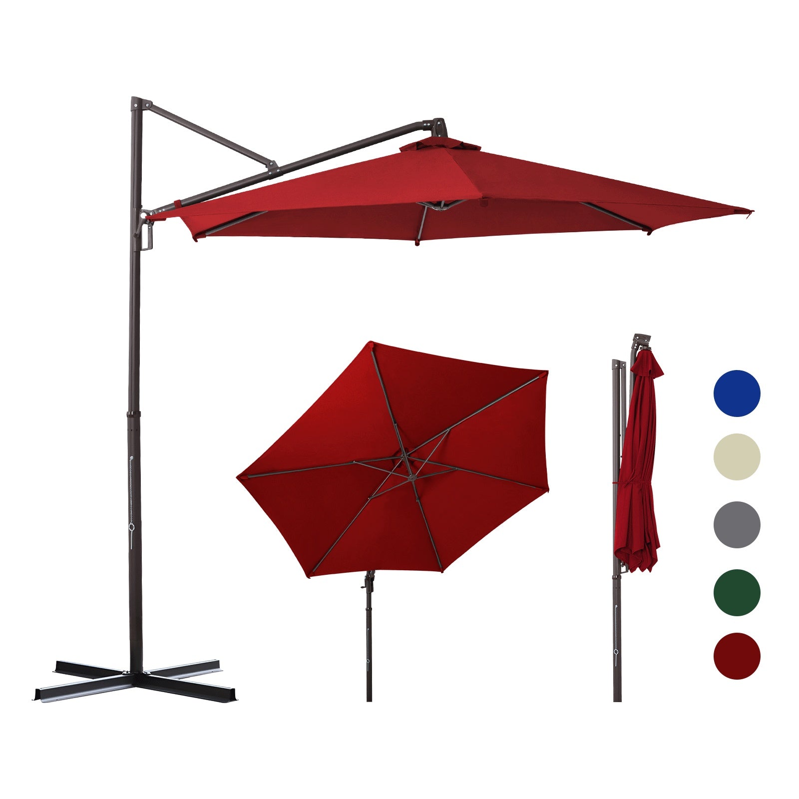 Sekey Ampelschirm 300 cm Aluminium Sonnenschirm mit 360° Drehung, Neigefunktion, UV50+ Schutz Sekey