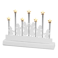 Salcar LED Lichterbogen mit 7 Sternen & 6 Engeln – Warmweißes Licht, Batteriebetrieben mit Timer – Weihnachtsdeko für Tisch & Fenster, ca. 32 cm