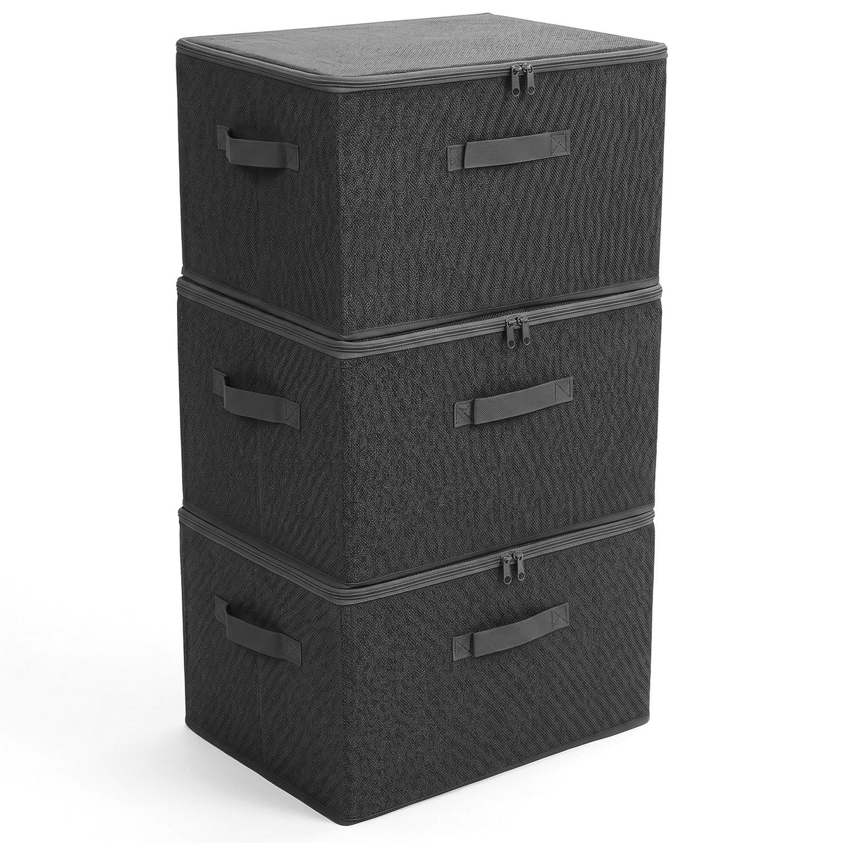 Sekey Aufbewahrungsboxen mit Deckel & Griffen – Faltbare Stoffboxen Organizer 50×30×30 cm, stapelbar für Kleiderschrank & Regal – 3er/6er Set, Anthrazit